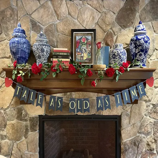 6ft Red Rose Garland Artificial Rose Vine Fake Flower Garland Silk Floral Hanging Ivy for Wedding Arch Party Ceremony Background Wall Garden Outdoor Decor {6}