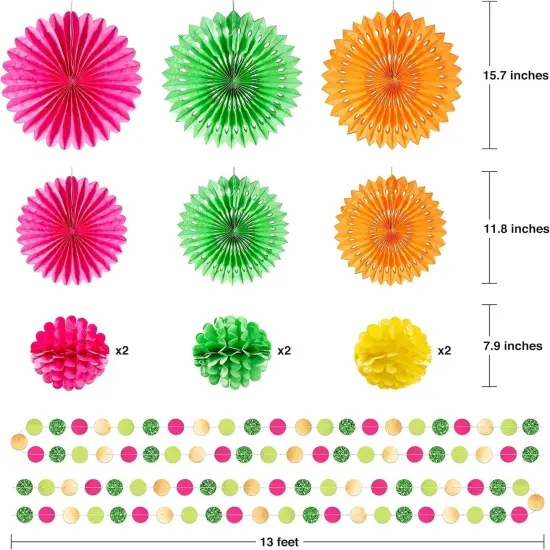 12 pcs Tropical Decoration Paper Fans for Party Decoration {3}