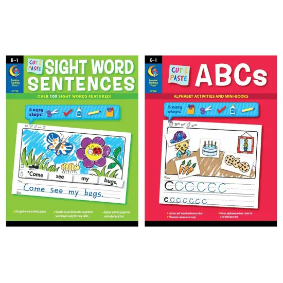 Cut & Paste Letters & Sight Word Sentences, 2-Book Set {1}