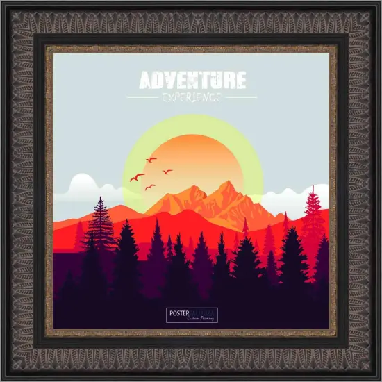 Square Museum Brown Picture Frame - UV Acrylic, Foam Board Backing, Hanging Hardware {5}