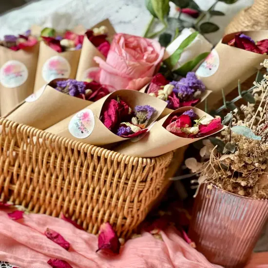 Biodegradable Wedding Confetti,Dried Flower Petals - Natural Dried Rose, Jasmine & Forget-Me-Not Petals {5}