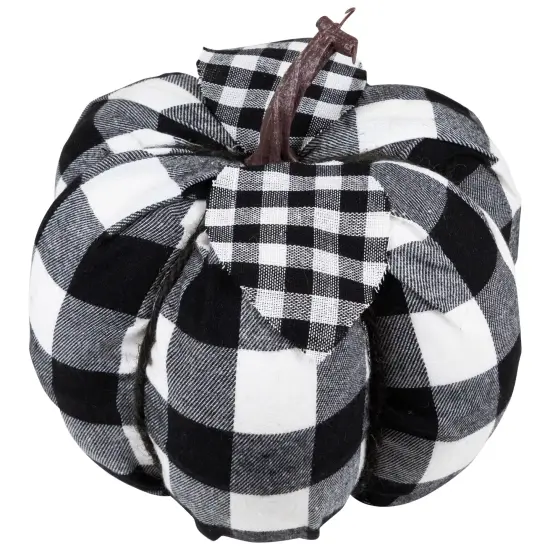Northlight Buffalo Plaid Fall Harvest Pumpkin - 7" - Black and White {5}