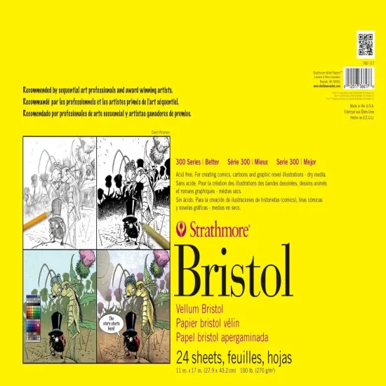 Strathmore 300 Series Sequential Art Bristol Vellum Pad-11"x17" 24 Sheets, Tape Bound {1}