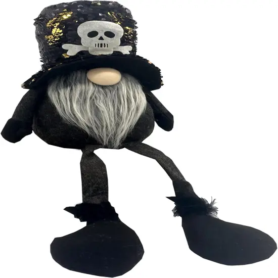 Sitting Skull Hat Plush Tomte Gnome - Black Gold {2}