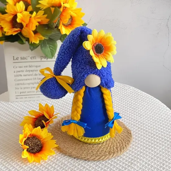 1PCS Blue Fall Sunflower Plush Standing Doll - BLUE {3}