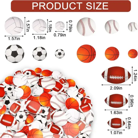 300Pcs Foam Sports Stickers for Kids Self-Adhesive Stickers Including Basketball Football Soccer Volleyball Sports Party Favors for Kids Arts Crafts Decoration Supplies {2}