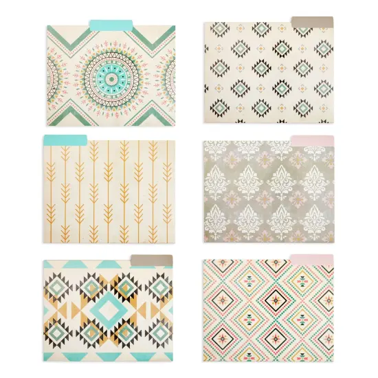 12 Pack Boho-Themed Decorative File Folders, 1/3 Cut Tab, Cute Office Supplies for Women (9.5 x 11.5 in) Multicolor {5}