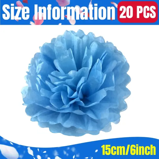 20pcs Blue Paper Decorative Pom Poms Flowers Ball for Party Wedding Outdoor Decoration {2}