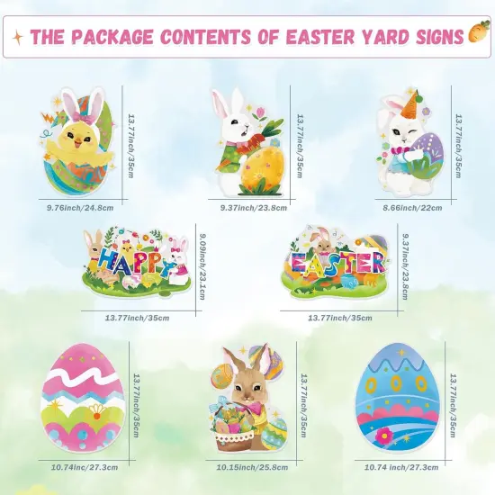 6PCS Easter Bunny Yard Signs Decorations Outdoor with Stakes Cute Easter Bunny Eggs Garden Decorations Holiday Welcome Signs for Easter Yard Lawn Party Decor {3}