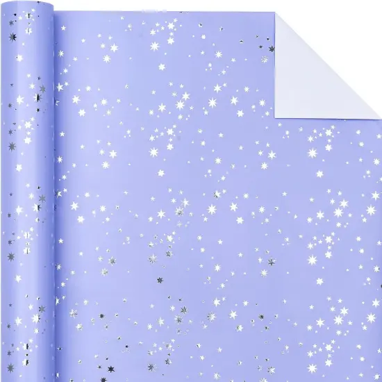 Wrapping Paper Roll - Mini Roll - 17 Inch x 33 Feet - Stars with Silver Foil Design {2}