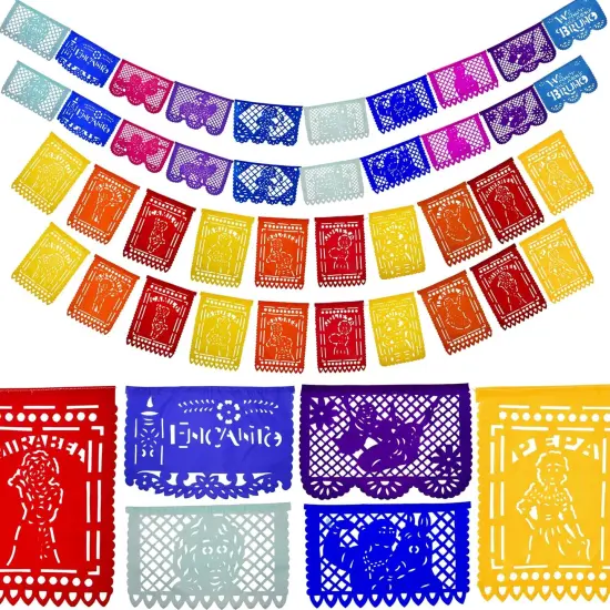 Encanto Paper Banner Set, Papel Picado Mexicano (PAPER 4-pack; 50-ft total) | Mexican Party Decorations with Movie Scenes & Character Doors | Encanto Party Decorations, Cinco de Mayo Decor {1}