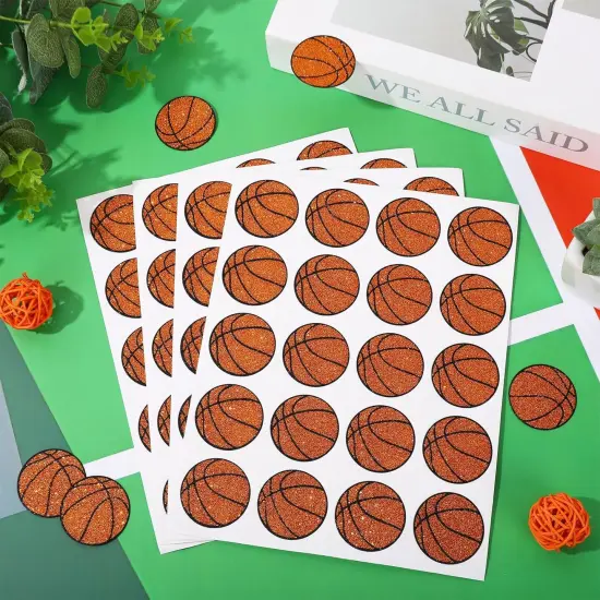500Pcs Glitter Basketball Sticker Sport Paper Decal Self-Adhesive Sticker Label for Party Favor Envelope Scrapbook DIY Supplies, 1.5 in {3}