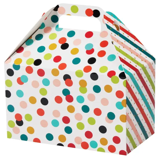 Pack/6: Painted Dots & Stripes Gable Box - 8-1/2 x 5 x 5-1/2" {1}