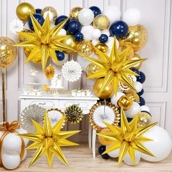 72 Pcs Gold Star Balloons Foil Explosion Balloons Magic 12 Point Star Cone Balloon Arch Garlands Large for Birthday Wedding Anniversary Graduation Halloween Party Decorations Backdrops {3}