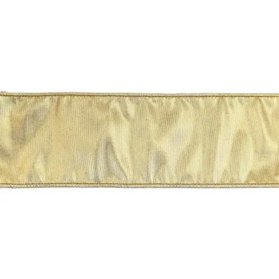 LaRibbons 2 1/2" Wired Metallic Dupioni Ribbon | Gold | 10 Yard Roll {5}