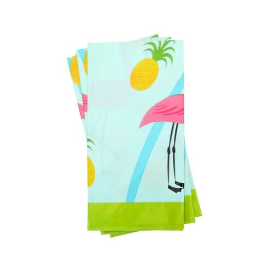 3-Pack Flamingo Pattern Tablecloth for Pineapple Themed Birthday Decorations, Plastic Table Cover for Tropical Hawaiian and Flamingo Themed Party Supplies, Summer Pool Party (54x108 Inches) Blue {7}