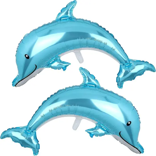 2 Pcs Dolphin Shape Splash Giant Foil Mylar Balloons {1}