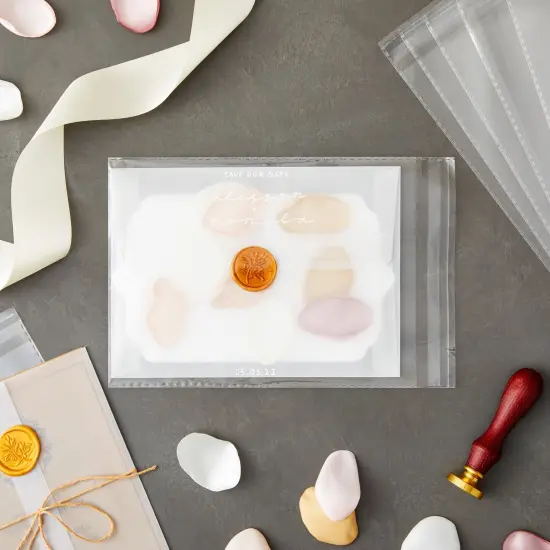 300 Pack Clear Greeting Card Sleeves, Transparent Envelopes for 5x7 Invitations, Photos (7.6 x 5.7 In) White {4}