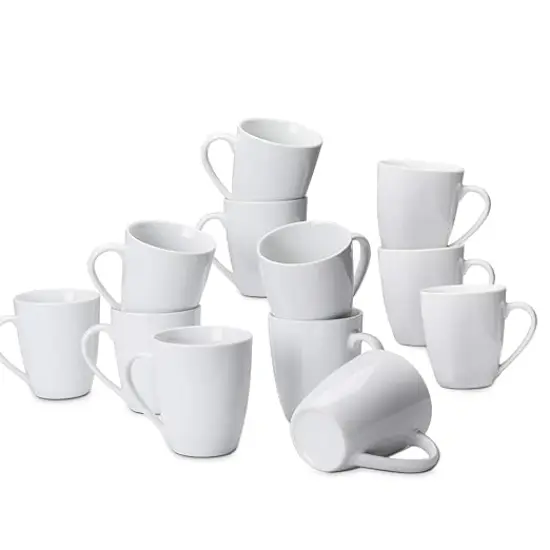 Porcelain, 12 oz Coffee Mug Set, 12 Count, White {1}