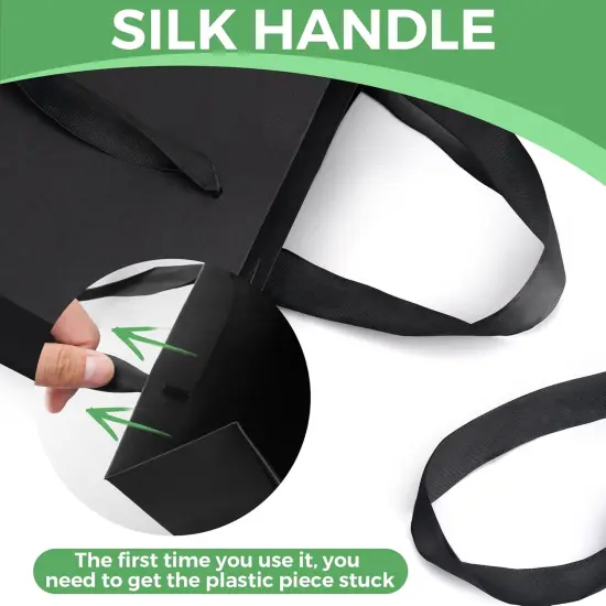 Black Gift Bags With Handles: 12.5x4.5x11 Inch 6pcs Large Paper Bags Bulk For Party Shopping Wedding Birthday {2}