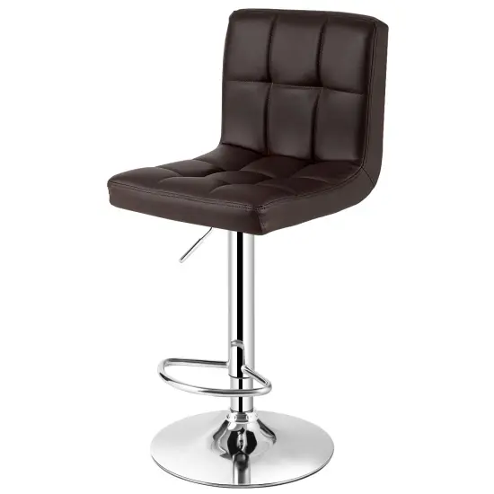 Height Adjustable Swivel Bar Stool with Cushioned Seat and Wide3 Metal Base Black {8}