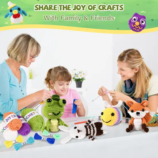 6Pcs Crochet Kit for Beginners, 2025 Upgraded Animal Crochet Kit, DIY Craft for Adults and Kids, All in One Crochet Knitting Kit {5}