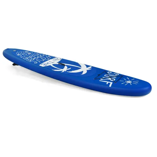 Blue PVC Inflatable Paddle Board Non-Slip Deck Adjustable Paddle Backpack {5}