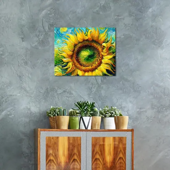 Sunflower Paint by Numbers for Adults Retro Abstraction Flower Adults' Paint-by-Number Kits, Paint by Number Kits On Canvas with Brushes and Pigment, 16x20 Inch {4}