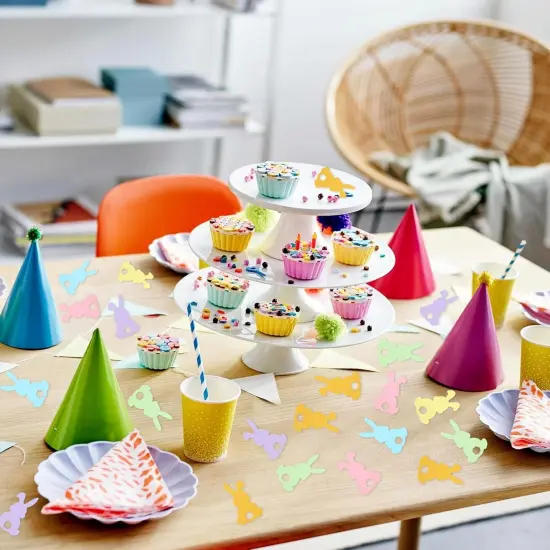 120 PCS Happy Easter Confetti Rabbit Colorful Table Decoration Confetti Baby Shower Decorations Theme Party Decorations Rabbit Purple {4}