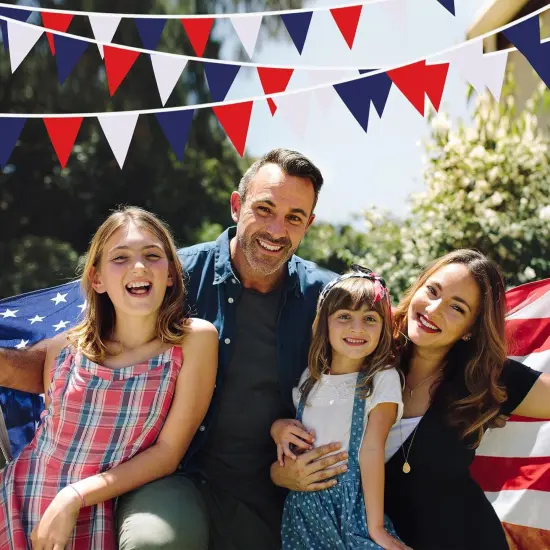 Red White and Blue Patriotic Pennant Banner Garland, for Fourth of July, USA Independence Day, Memorial Day,Veterans Day,Graduation Decorations {4}