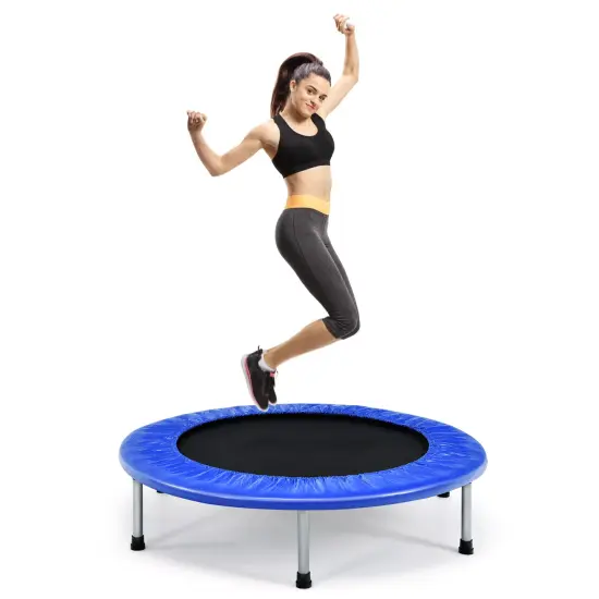 Foldable PP Trampoline with Safety Springs and 330 lbs Capacity Blue {3}