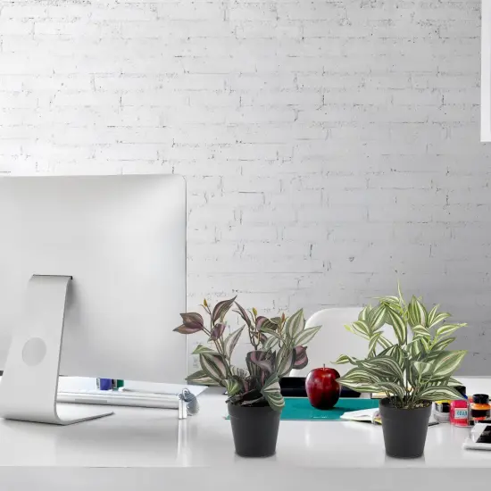 2PCS Artificial Potted Plants – Lifelike Fake Greenery for Farmhouse Home, Garden & Party Decor, Realistic Faux Plants in Decorative Pots {4}