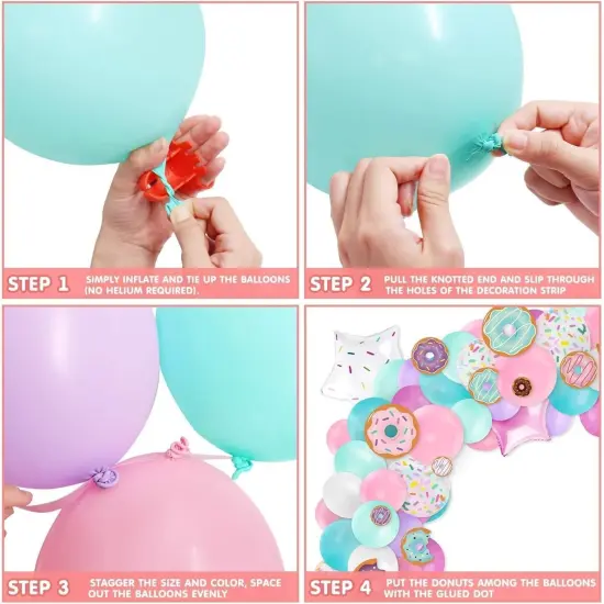 100 PCS Donut Balloons Garland Pastel Decoration Kits Sprinkles Confetti Doughnut Backdrop Cutouts Kids Birthday Party Balloons Arch Photo Props Favor Ideas Supplies {4}