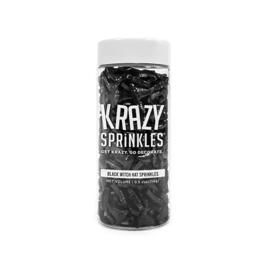 Krazy Sprinkles - Black Witch Hats (1/2 Cup, 1x Jar) for Cakes, Ice Cream & Cookies {3}