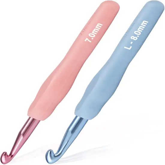 2Pack Size 7.0mm, L / 8.0mm Crochet Hooks, Super Smooth & Ergonomic for Beginner and Advanced {1}