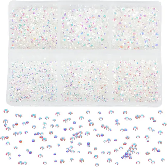 7200 Pieces 6 Mixed Sizes Glue Fix on Glass Rhinestones Round Crystal Gems Flatback for DIY Jewelry Making with one Picking Pen(6-Sizes 7200PCS, Starry Meteor) {3}