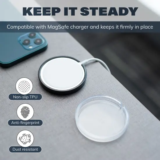 Insten 2-Pack Case Compatible with MagSafe Charger Pad, Protective Soft TPU Slim Skin Cover (Charger Not Included) Clear & Black {2}