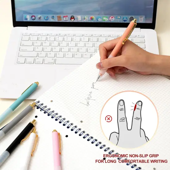 Ballpoint Pens Medium Point 1mm Black Ink Work Pen with Super Soft Grip Ball Point Pen for Men Women Retractable Office Pens (Gold Clip-6 count) {3}