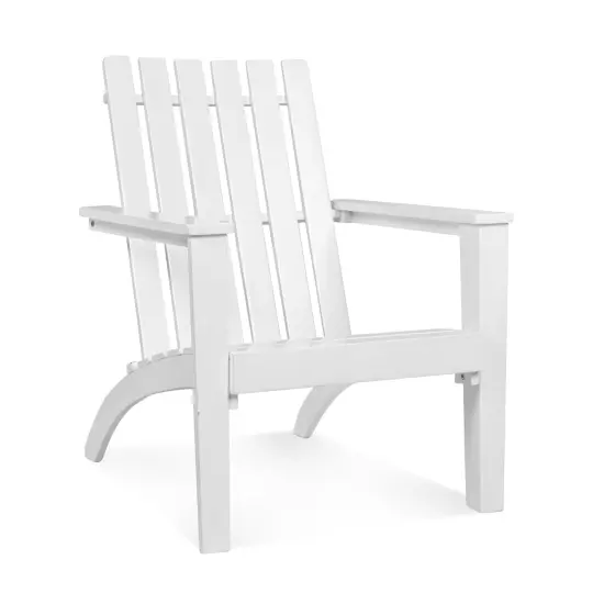 Patio Durable Acacia Wood Adirondack Lounge Armchair with Slatted High Backrest Grey {7}