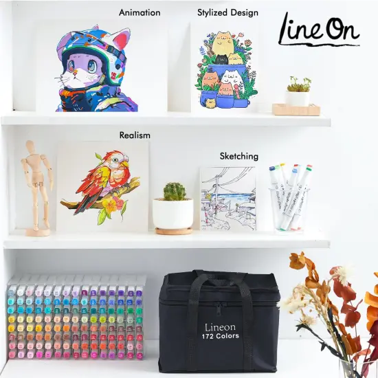 172 Colors Alcohol Based Dual Tip Art Markers, 171+1 Blender Permanent Marker Pens Plus 1 Marker Pad 1 Case {5}