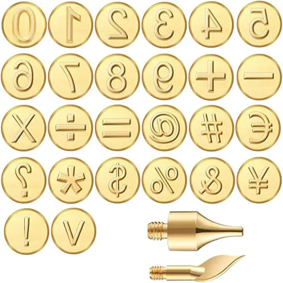 Wood Burning Tips Letters Uppercase Alphabet Number Symbol Branding and Personalization Set (Include 38 Numbers 18 Symbol and 6 Stencils) {3}