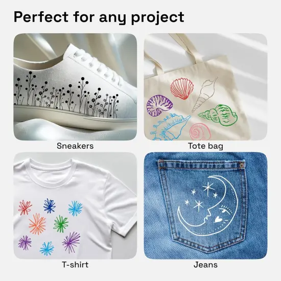 24 Fabric Markers - Fine Tip Permanent Decorating Kit for Clothes - No Bleed Pens for T-Shirts, Bags, Textile, Canvas, and More {3}