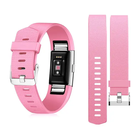 Zodaca for Fitbit Charge 2 Band , Replacement Wristband Soft Silicone Rubber Fashion Sport Strap with Adjustable Watchband-style Buckle for Fitbit Charge 2 Fitness Tracker Accessories Light Pink {1}