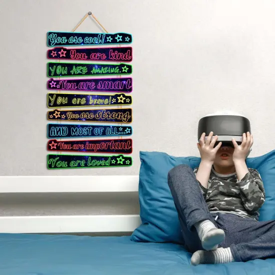 Gaming Wall Decor Game Room Wood Art Sign for Boys Room Decoration You Are Quotes Sign Neon Inspirational Wall Sign Gamer Hanging Plaque for Kids Gift Bedroom Playroom Teen Boy Gifts Wall Decor {4}