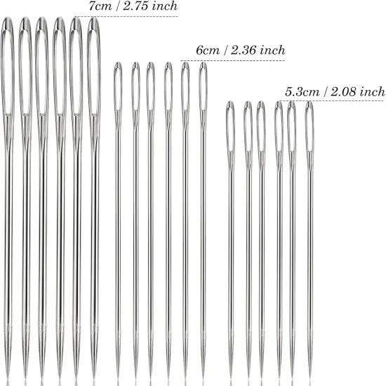 18 Pieces Large Eye Needles 3 Sizes Steel Yarn Darning Knitting Sewing Blunt Needles {2}