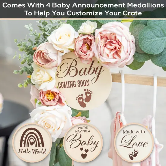 Wooden Baby Shower Crate Closet - Customizable Wooden Crate Box with Dual Rod System, Personalized Baby Shower Basket Alphabet Letters, Easy Assembly Baby Baskets for Baby Shower {3}