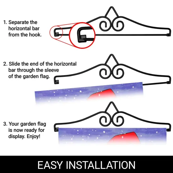 G128 Combo Pack Garden Flag Hanger 14IN & Garden Flag Hello Winter Gnome Gifts Printed 12x18IN Double Sided {3}