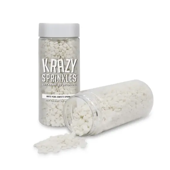 Krazy Sprinkles - White Pearl Confetti Edible Sprinkles (1/2 Cup 1x Jar) {3}