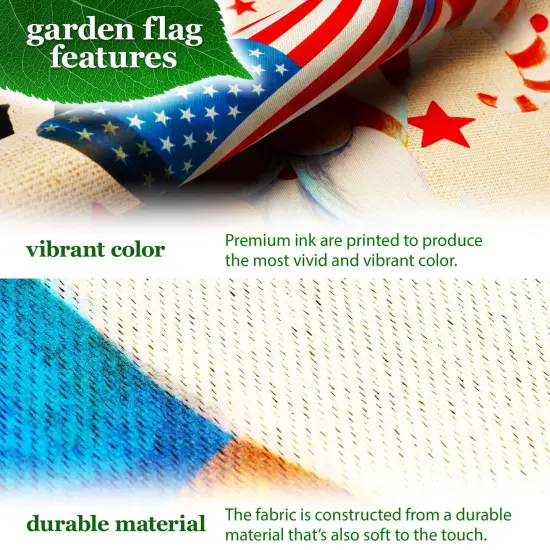 G128 Combo Pack: Garden Flag Stand 36x16IN & Garden Flag Welcome Patriotic Gnome Printed 12x18IN Double Sided {3}