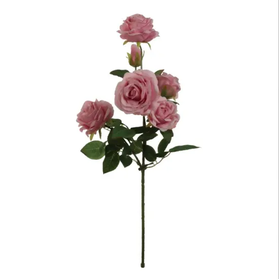 3-Pack 27" Red Rose Spray &ndash; 5 Flowers & 1 Bud &ndash; Realistic Silk Floral Decor {4}